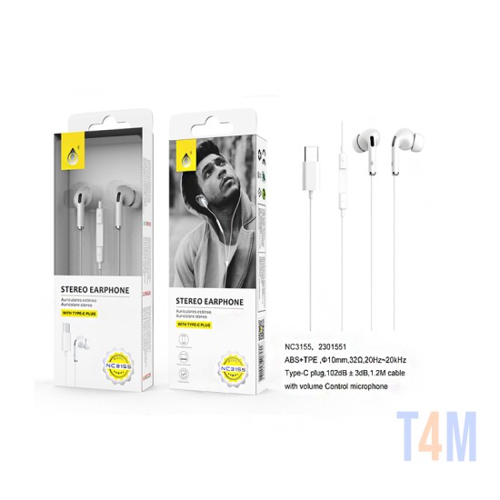 ONEPLUS EARPHONES NC3155 BL WITH MICROPHONE 1.2M WHITE